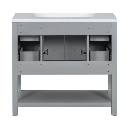 36'' Bathroom Vanity with Undermount Sink – Free Standing Vanity Set with 4 Drawers & Soft Closing Doors, Solid Wood Frame