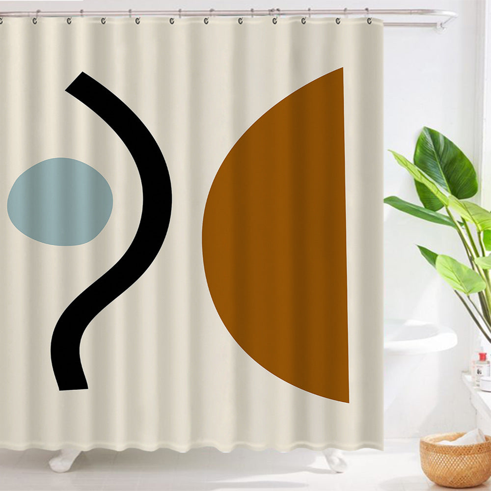Ins Wind Shower Curtain – Abstract Geometric Design for Dry and Wet Separation