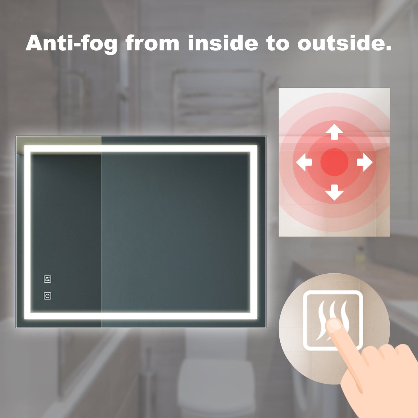 32x24 Inch LED Premium Vanity Mirror – High Lumens, Dimmable Touch, Anti-Fog, CRI 95, Adjustable 3000K-6000K, Wall Switch Control