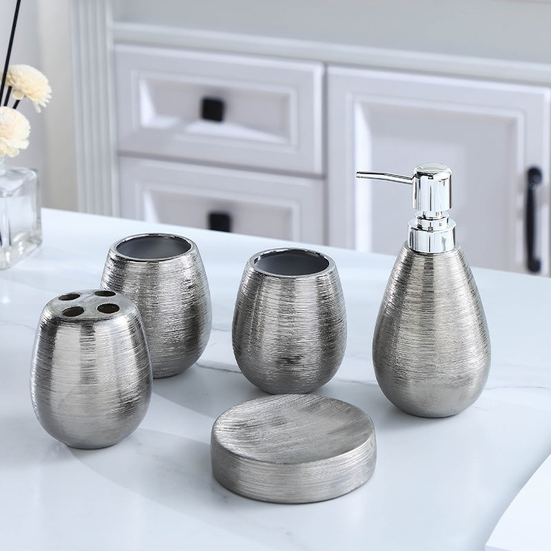 Handmade Retro Brushed Ceramic Bathroom Five-Piece Set