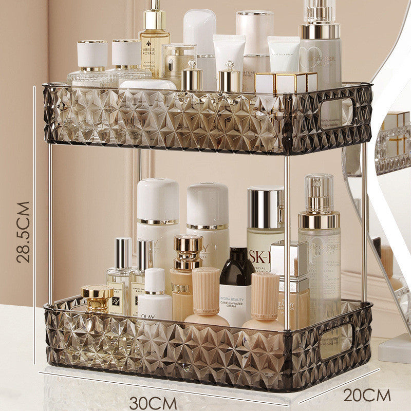 Light Luxury Mobile Bathroom Storage Trolley – Transparent Plastic with Diamond Pattern