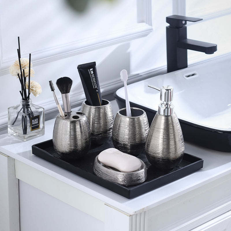 Handmade Retro Brushed Ceramic Bathroom Five-Piece Set