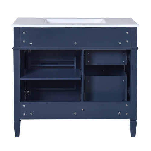 36'' Bathroom Vanity with Top Sink – Modern Storage Cabinet with 2 Drawers & Tip-Out Drawer, Single Sink Vanity