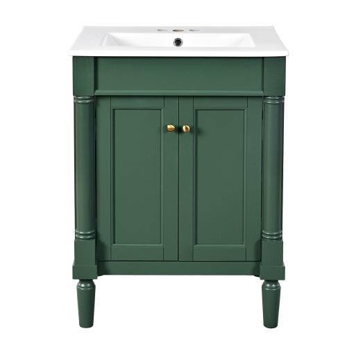 24" Bathroom Vanity with Top Sink – 2-Tier Modern Storage Cabinet, Large Shelves & Clean Lines
