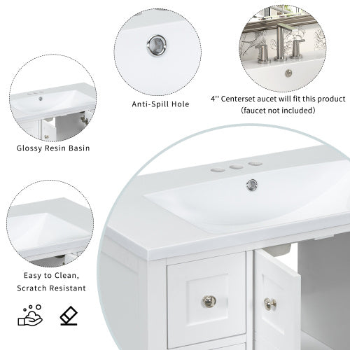 36'' Bathroom Vanity with Undermount Sink, Free Standing Vanity Set with 4 Drawers & Soft Closing Doors, Solid Wood Frame Bathroom Storage Cabinet