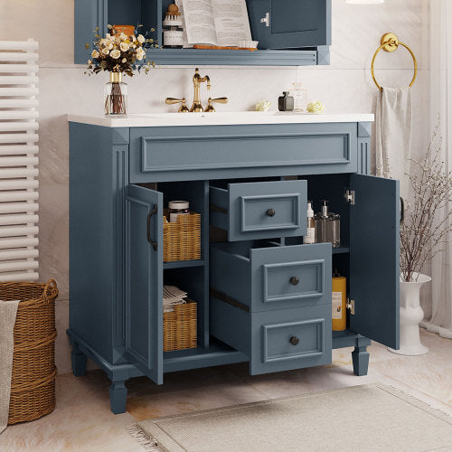 36'' Bathroom Vanity with Top Sink – Modern Storage Cabinet with 2 Soft-Closing Doors & 2 Drawers, Single Sink Vanity