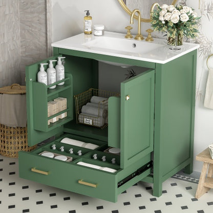 30" Gray Bathroom Vanity – Under-Mount Sink, Soft Closing Doors & Multifunctional Storage