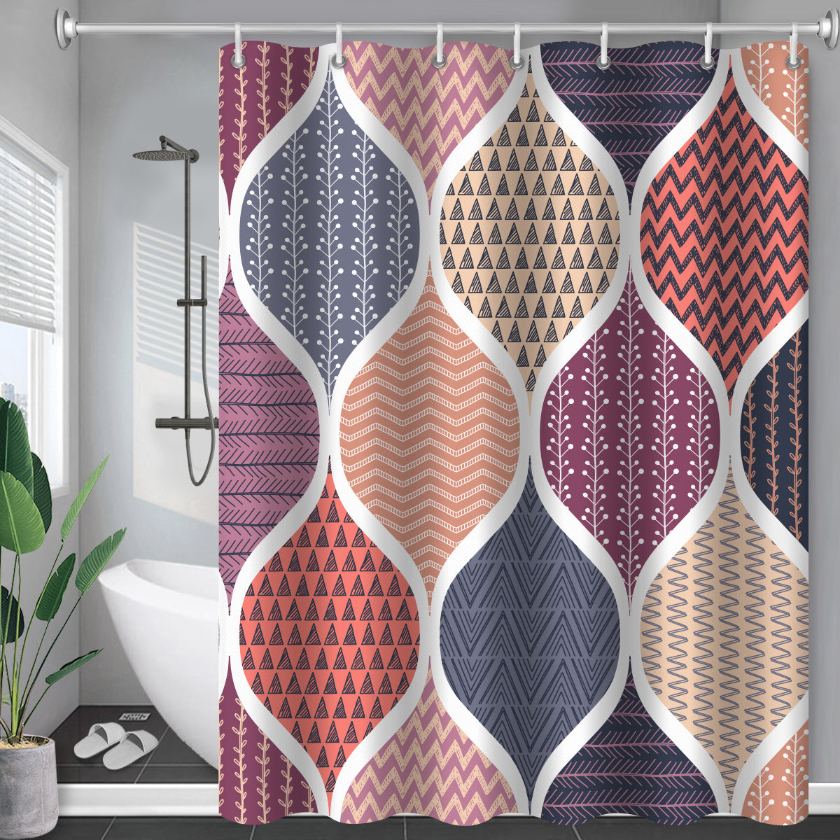 Waterproof Polyester Shower Curtain – Customizable American Style