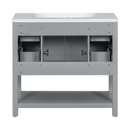 36'' Bathroom Vanity with Undermount Sink – Free Standing Vanity Set with 4 Drawers & Soft Closing Doors, Solid Wood Frame