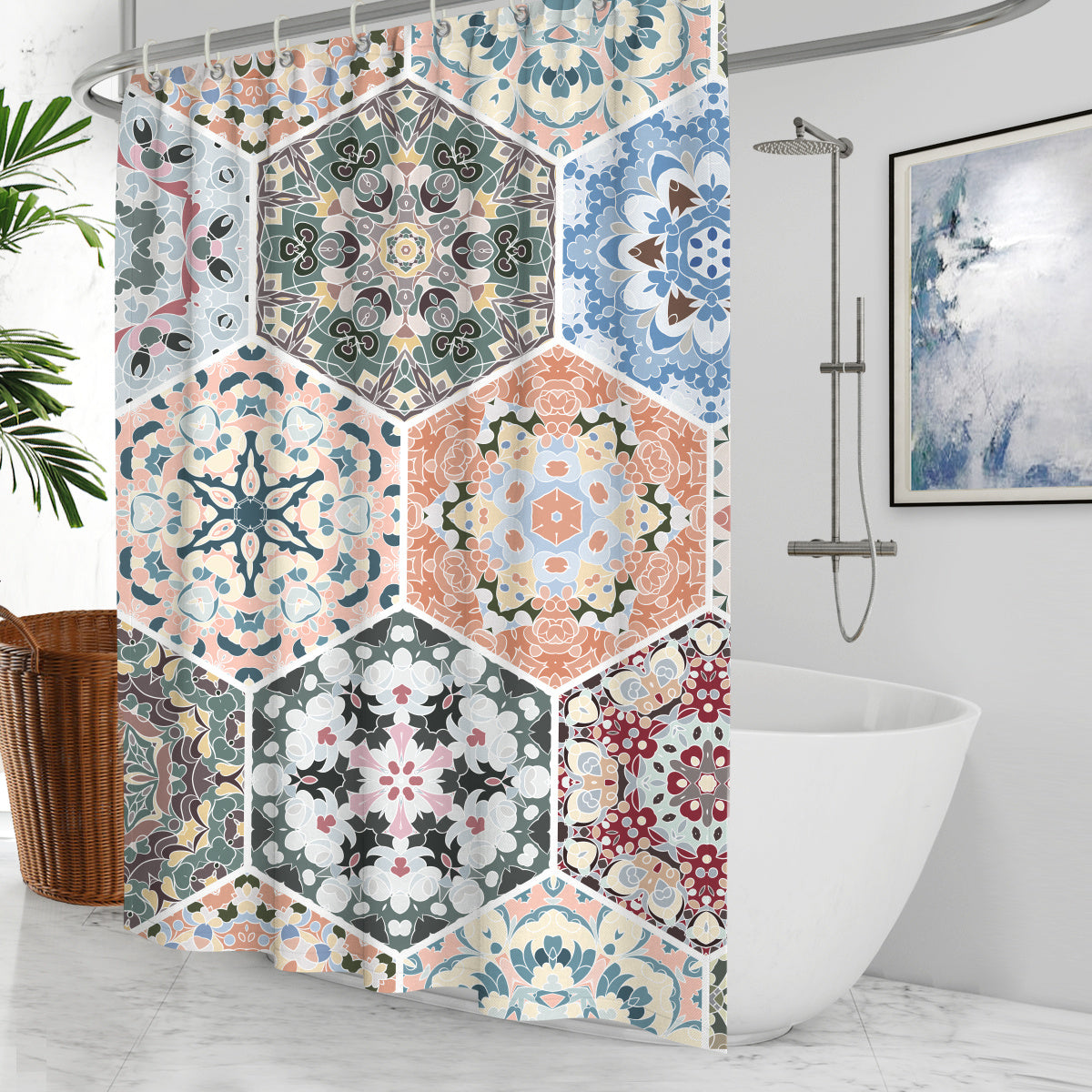 Waterproof Polyester Shower Curtain – Customizable American Style