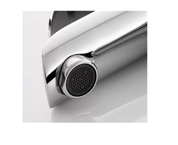 All-Brass Pull Faucet – Hot and Cold Countertop Bathroom Tap with Chrome Finish