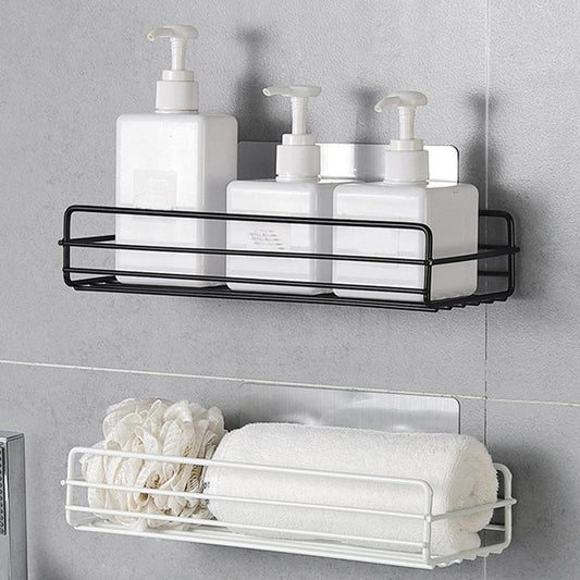 Iron Art Punch-Free Bathroom Shelf – Durable Wrought Iron with Drainage Design