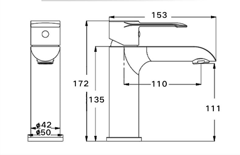 All-Brass Pull Faucet – Hot and Cold Countertop Bathroom Tap with Chrome Finish