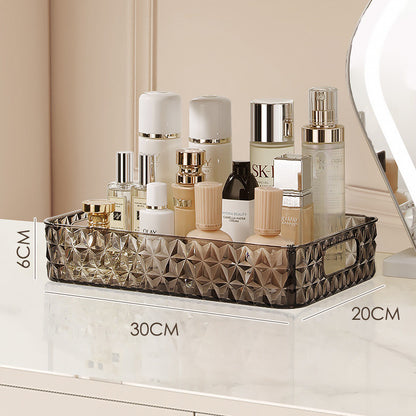 Light Luxury Mobile Bathroom Storage Trolley – Transparent Plastic with Diamond Pattern