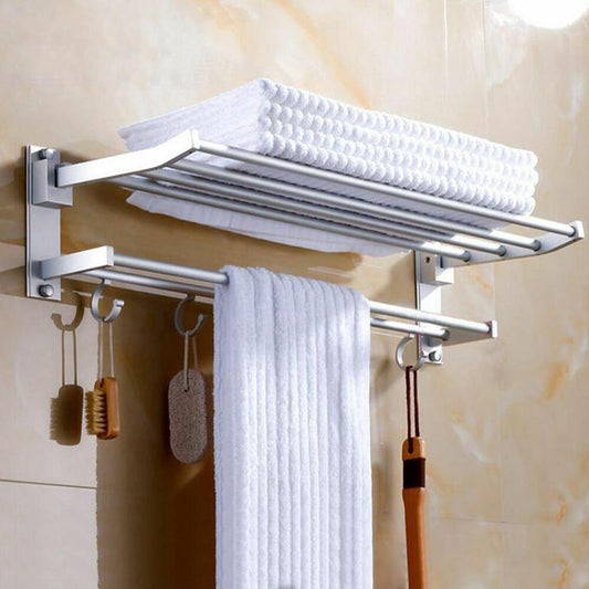 Aluminum Two-Layer Wall-Mounted Bathroom Towel Rack – Practical Storage and Display
