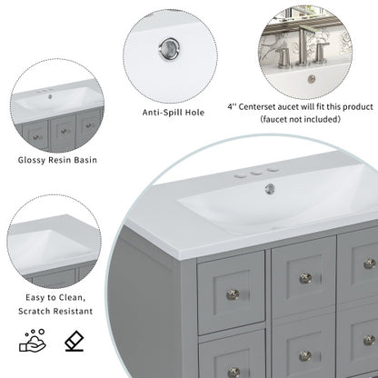 36'' Bathroom Vanity with Undermount Sink – Free Standing Vanity Set with 4 Drawers & Soft Closing Doors, Solid Wood Frame