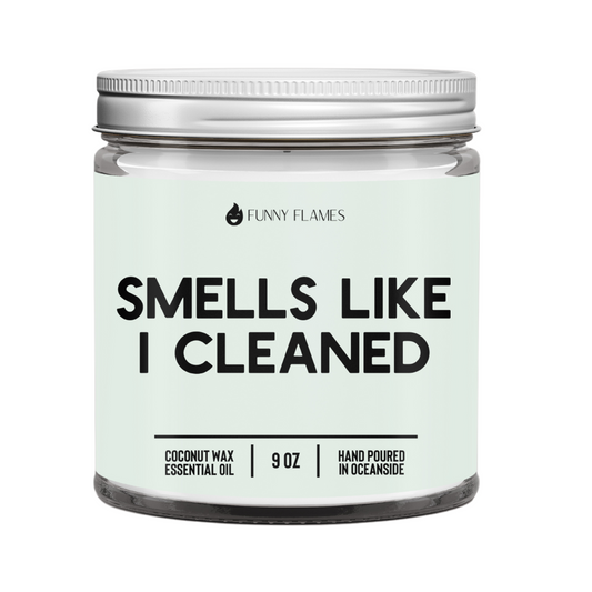 Smells Like I Cleaned" Candle – Watermint Clementine Scent, 9oz Funny Home Candle