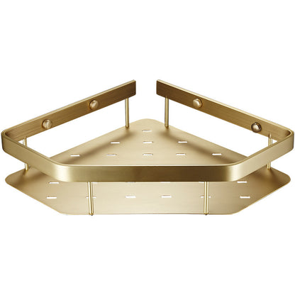 Corner Wall-Mount Bathroom Storage Rack – Solid Copper, Light Luxury Finish