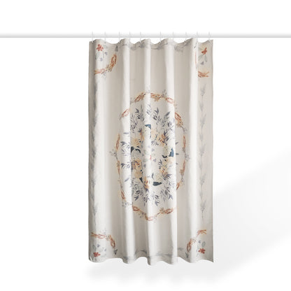 Thickened Free-Punching Polyester Shower Partition Curtain – Floral Pattern, Anti-Mold