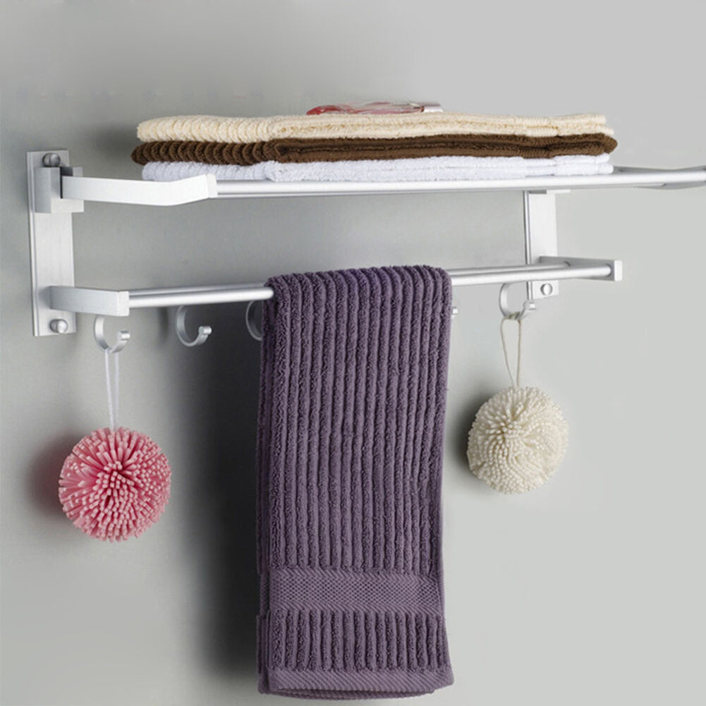 Aluminum Two-Layer Wall-Mounted Bathroom Towel Rack – Practical Storage and Display