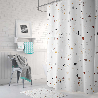 Morandi Terrazzo Shower Curtain – Thickened Waterproof Polyester in Nordic Palette