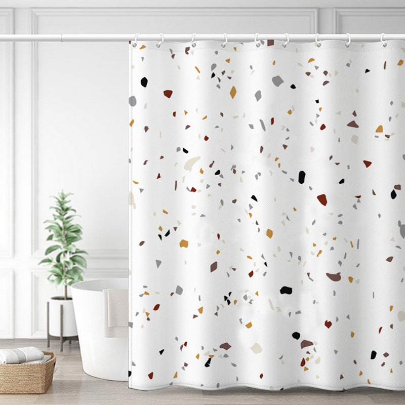 Morandi Terrazzo Shower Curtain – Thickened Waterproof Polyester in Nordic Palette