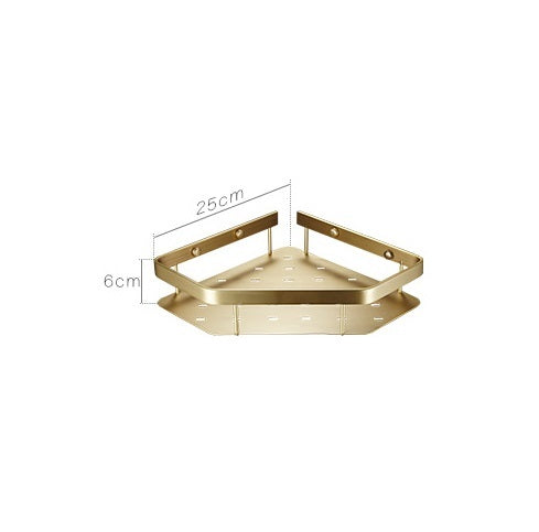 Corner Wall-Mount Bathroom Storage Rack – Solid Copper, Light Luxury Finish