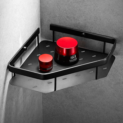 Corner Wall-Mount Bathroom Storage Rack – Solid Copper, Light Luxury Finish