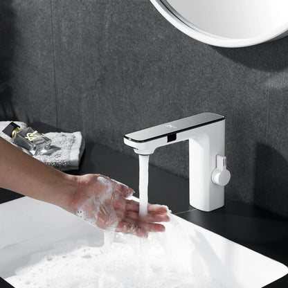 Intelligent Double Induction Basin Faucet – Touchless Modern Design in Chrome, White, or Gun Gray