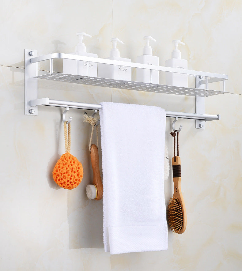 Aluminum Two-Layer Wall-Mounted Bathroom Towel Rack – Practical Storage and Display