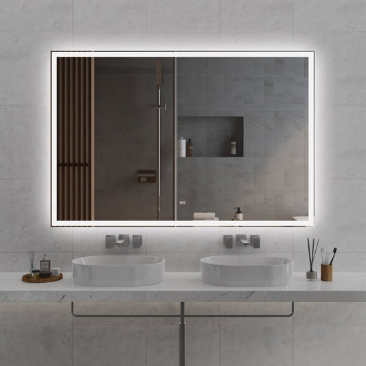 Modern LED Smart Mirror – Front & Back Lit, 3-Color Adjustable, Anti-Fog, Memory Function, Time Mode Control