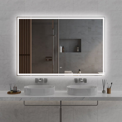 Modern LED Smart Mirror – Front & Back Lit, 3-Color Adjustable, Anti-Fog, Memory Function, Time Mode Control