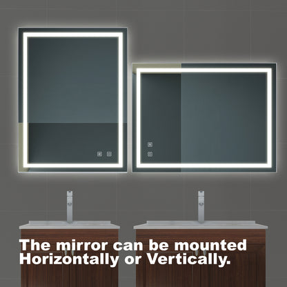 32x24 Inch LED Premium Vanity Mirror – High Lumens, Dimmable Touch, Anti-Fog, CRI 95, Adjustable 3000K-6000K, Wall Switch Control