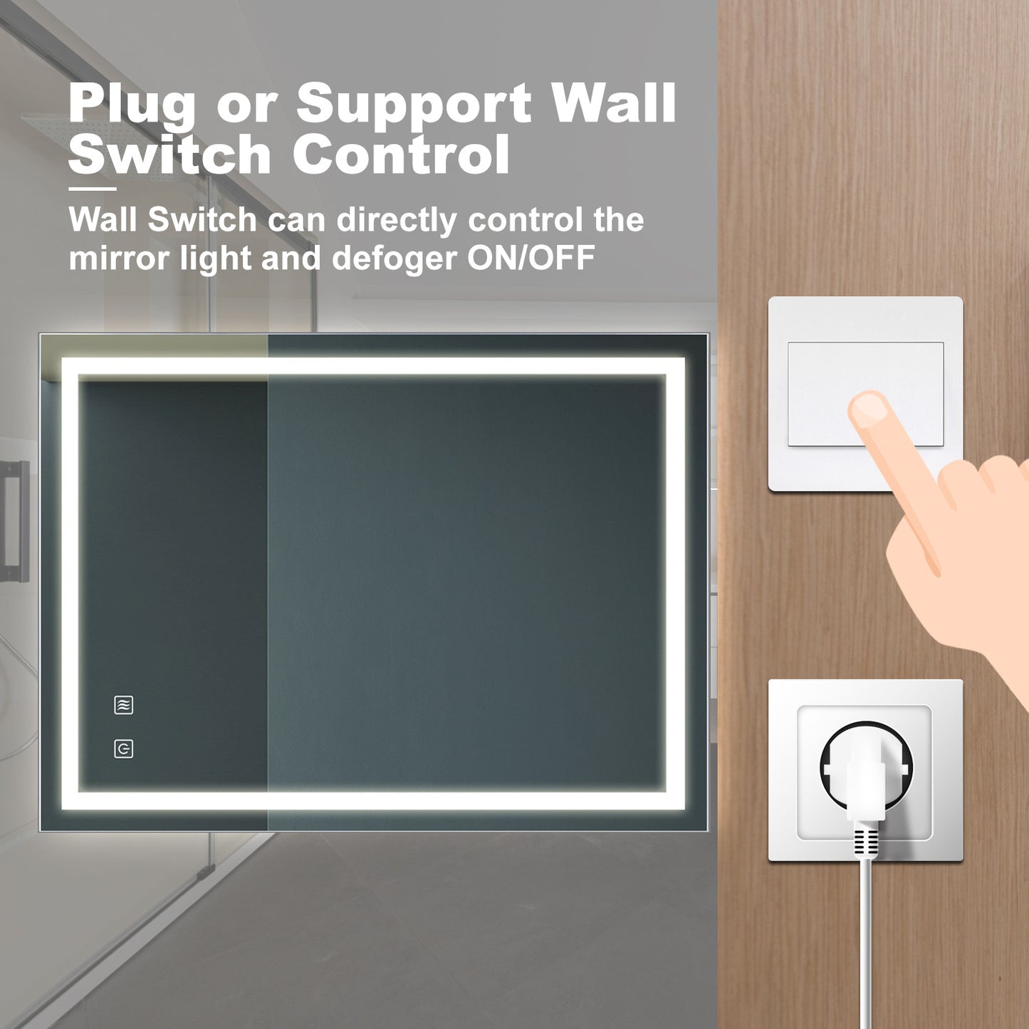 32x24 Inch LED Premium Vanity Mirror – High Lumens, Dimmable Touch, Anti-Fog, CRI 95, Adjustable 3000K-6000K, Wall Switch Control