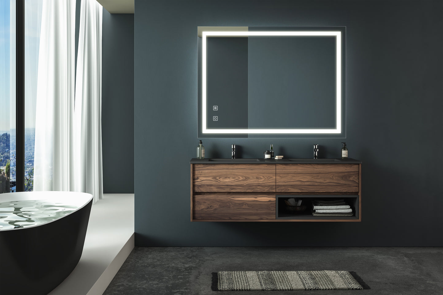 32x24 Inch LED Premium Vanity Mirror – High Lumens, Dimmable Touch, Anti-Fog, CRI 95, Adjustable 3000K-6000K, Wall Switch Control