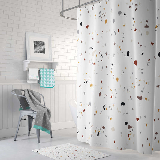 Morandi Terrazzo Shower Curtain – Thickened Waterproof Polyester in Nordic Palette