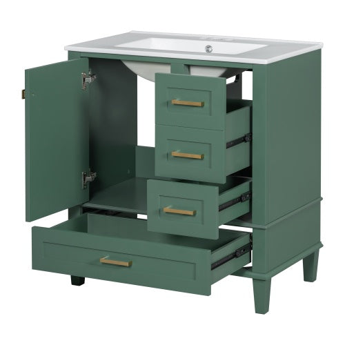 30" Bathroom Vanity – Modern Storage Cabinet with Soft Closing Door, 3 Drawers & Solid Wood Frame