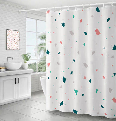 Morandi Terrazzo Shower Curtain – Thickened Waterproof Polyester in Nordic Palette