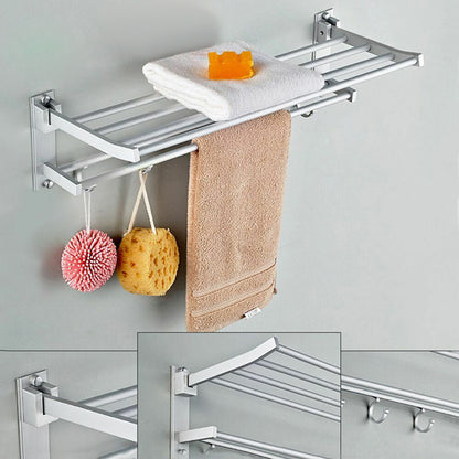 Aluminum Two-Layer Wall-Mounted Bathroom Towel Rack – Practical Storage and Display