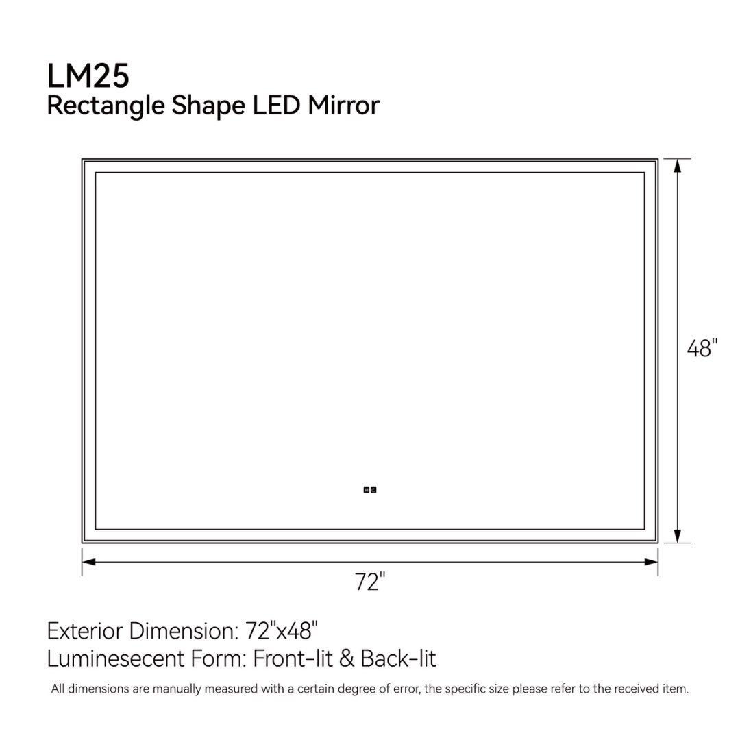 Modern LED Smart Mirror – Front & Back Lit, 3-Color Adjustable, Anti-Fog, Memory Function, Time Mode Control