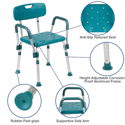 Hercules Series Adjustable Bath & Shower Chair – Teal