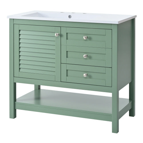 36'' Bathroom Vanity With Undermount Sink, Free Standing Vanity Set With 2 Drawers& Soft Closing Doors, Bathroom Storage Cabinet With Solid Wood Feet, Green