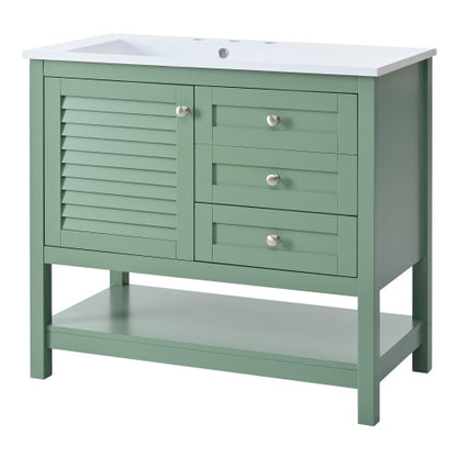 36'' Bathroom Vanity With Undermount Sink, Free Standing Vanity Set With 2 Drawers& Soft Closing Doors, Bathroom Storage Cabinet With Solid Wood Feet, Green