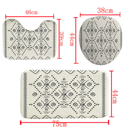 Black and White Patterned Waterproof Polyester Shower Curtain – Green-Inspired Bohemian Designs