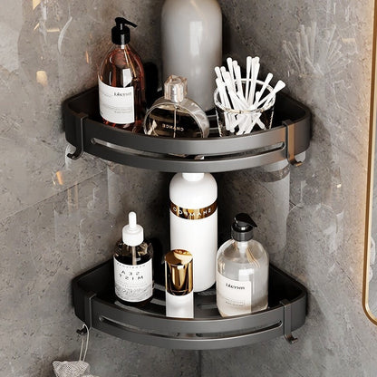 Matte Black Bathroom Storage Rack Set – Alloy, Rust-Resistant, Nail-Free Installation