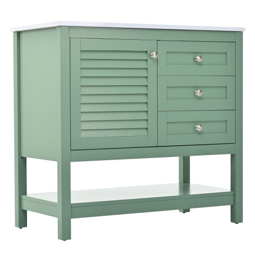 36'' Bathroom Vanity With Undermount Sink, Free Standing Vanity Set With 2 Drawers& Soft Closing Doors, Bathroom Storage Cabinet With Solid Wood Feet, Green