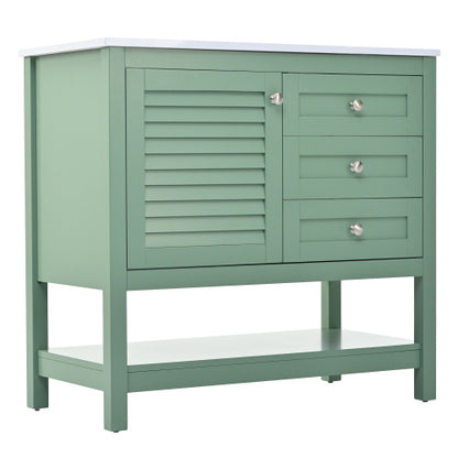 36'' Bathroom Vanity With Undermount Sink, Free Standing Vanity Set With 2 Drawers& Soft Closing Doors, Bathroom Storage Cabinet With Solid Wood Feet, Green