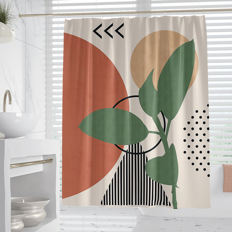 Hand-Drawn Woman Geometric Line Illustration Shower Curtain – Premium Polyester