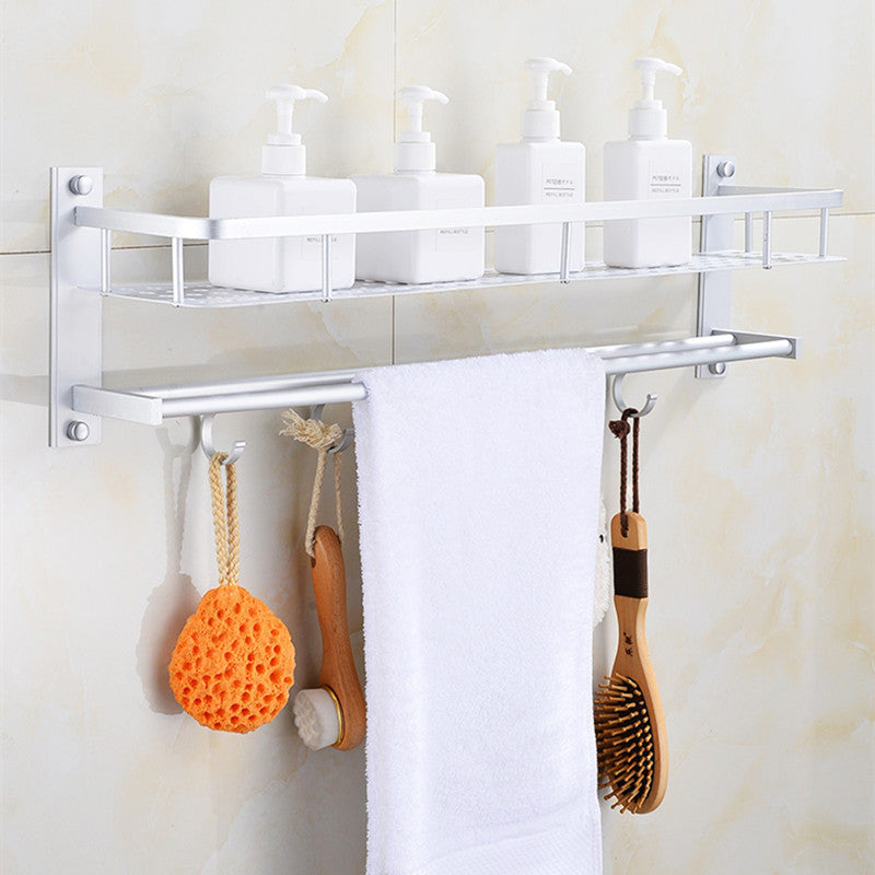 Aluminum Two-Layer Wall-Mounted Bathroom Towel Rack – Practical Storage and Display