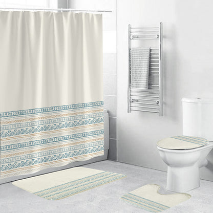 Black and White Patterned Waterproof Polyester Shower Curtain – Green-Inspired Bohemian Designs